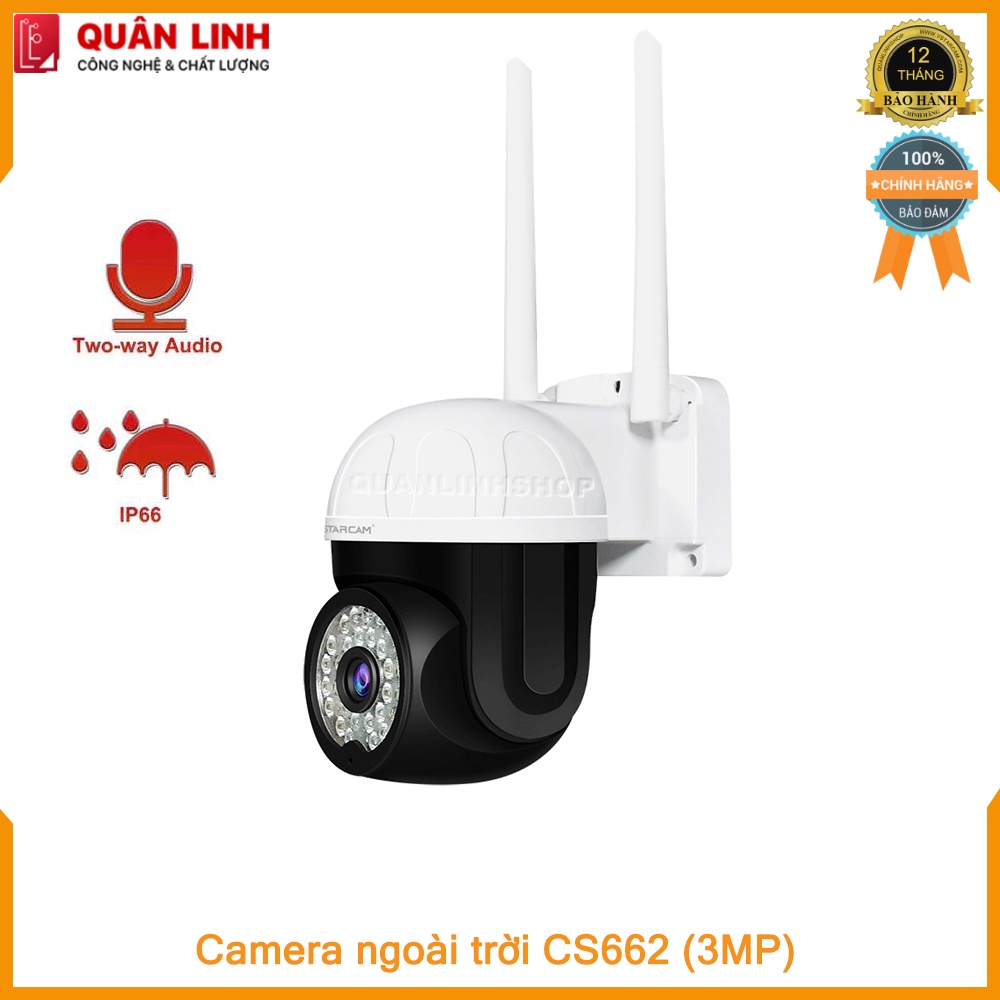 [Mã 55ELSALE1 giảm 7% đơn 300K] Camera ngoài trời Vstarcam CS662 Full HD 1296P (3MP), tích hợp AI, bảo hành 12 tháng