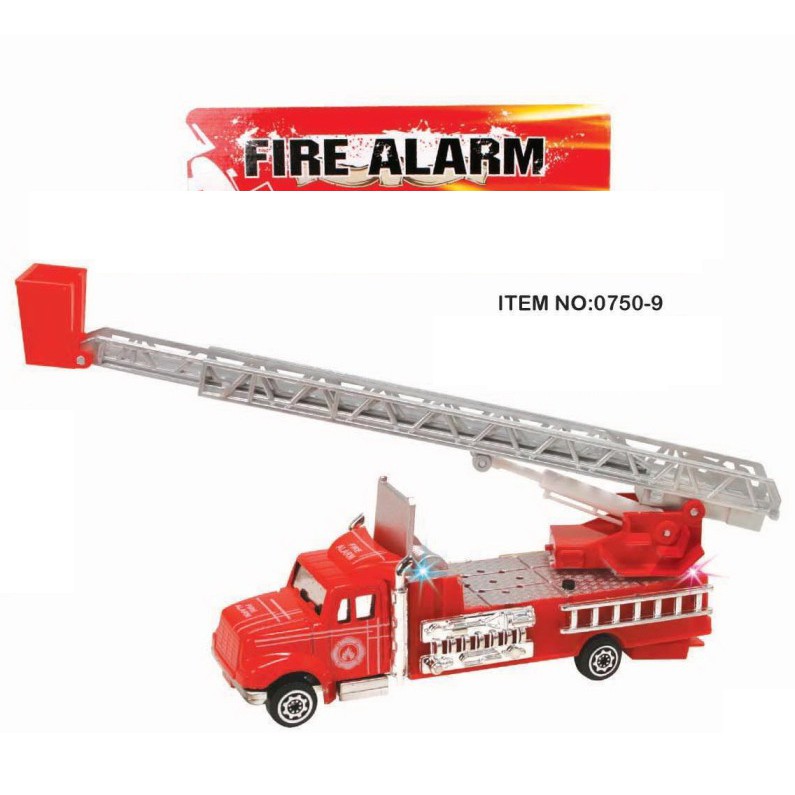 Đồ chơi mô hình xe cứu hỏa đỏ có thang kéo dài ra được. 0750-9