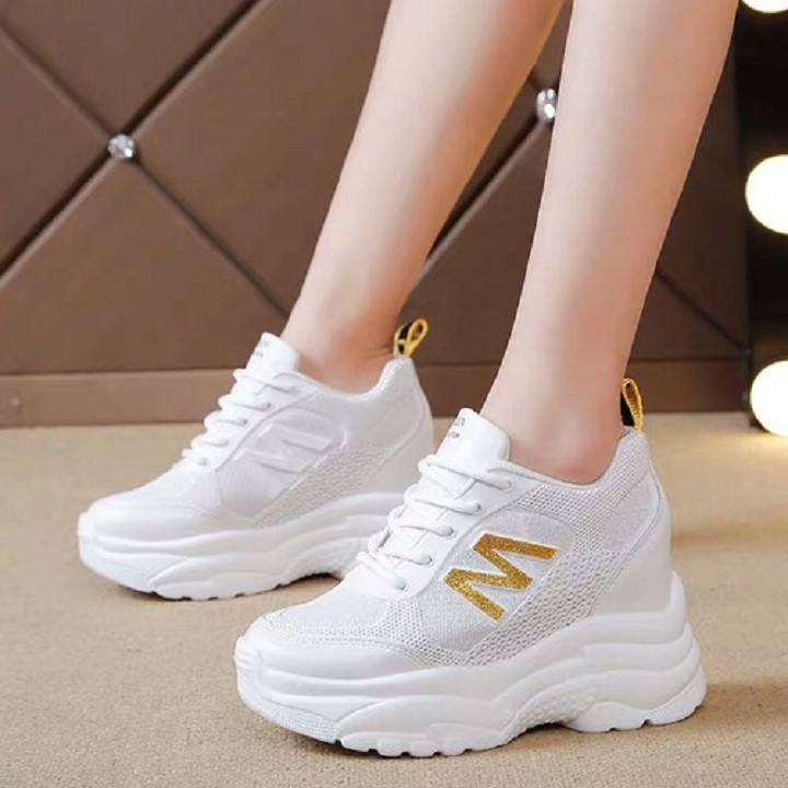 Giày sneaker nữ Giày thể thao nữ độn đế 7cm Chữ M vải lưới thoáng khí,da mềm dáng Ulzzang Hàn quốc | BigBuy360 - bigbuy360.vn