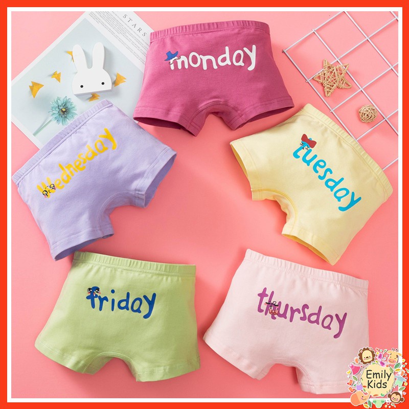 Bộ 5 QuầN LóT Boxer Cotton Cho Bé GáI (3-12 TuổI)