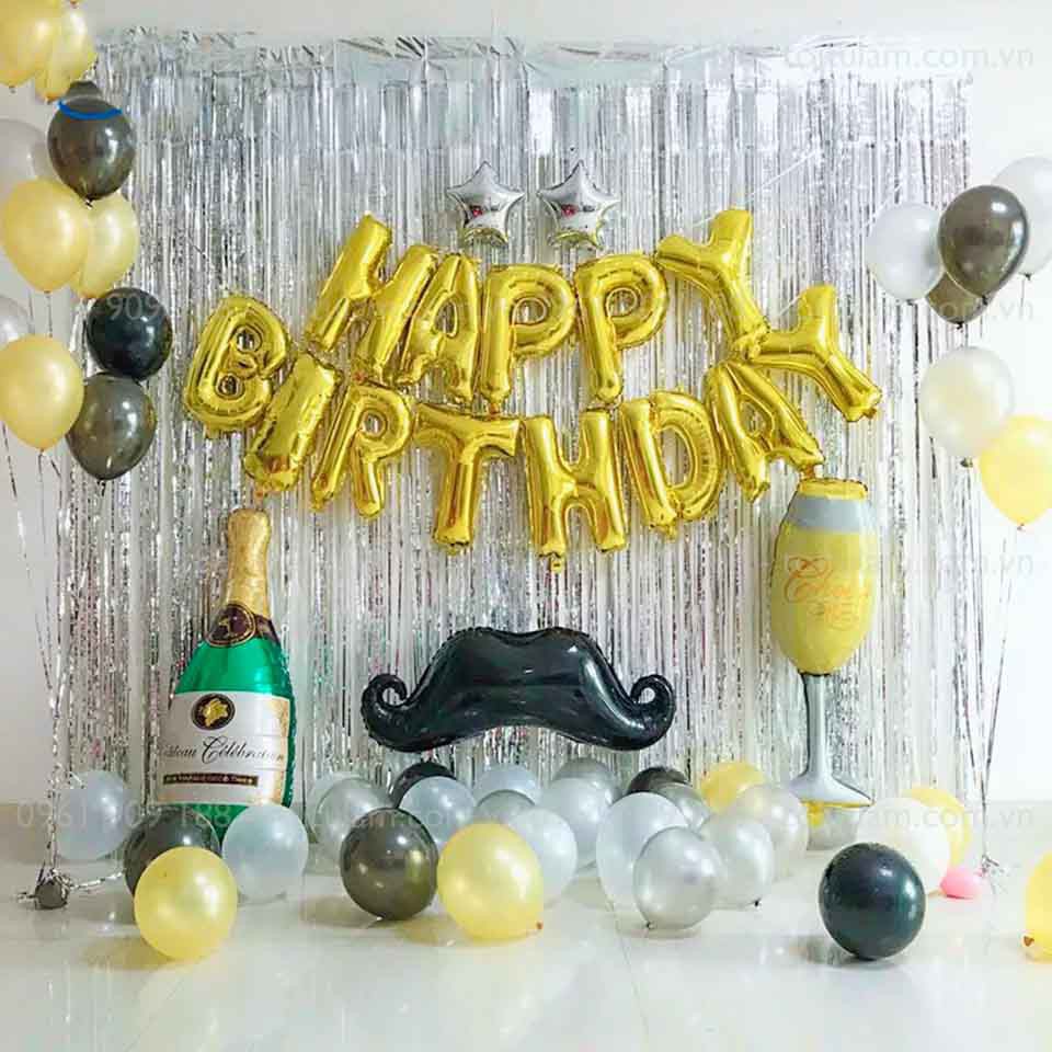 Set bóng trang trí sinh nhật người lớn có rèm #TrangTriSinhNhat
