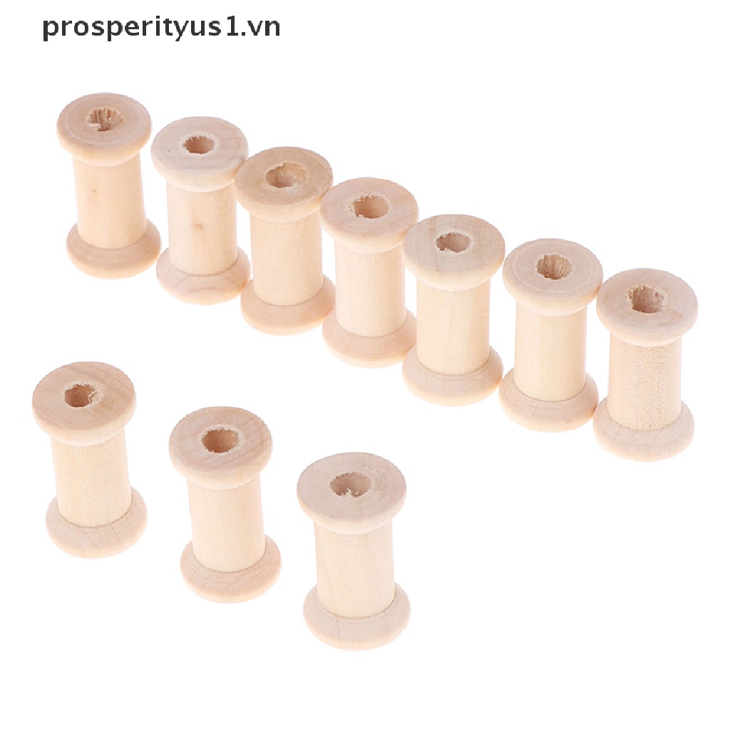 [prosperityus1] Set 10 Cuộn Chỉ Bằng Gỗ Sắp Xếp Gọn Gàng Cuộn Dây Ruy Băng May Vá Thủ Công