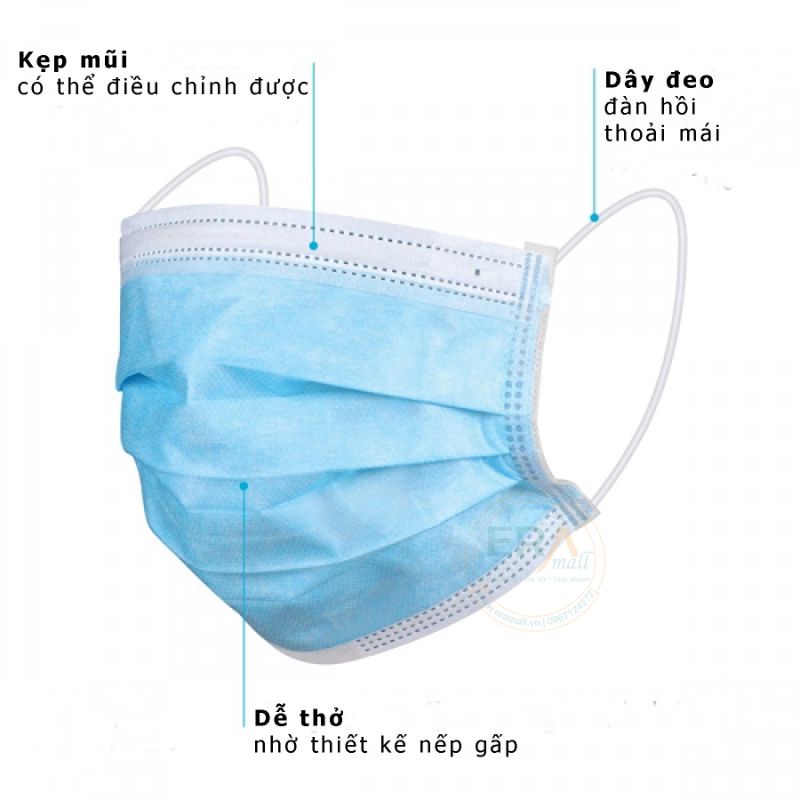 Khẩu trang y tế 4 lớp - Hoàng Anh ( hộp 50 cái )