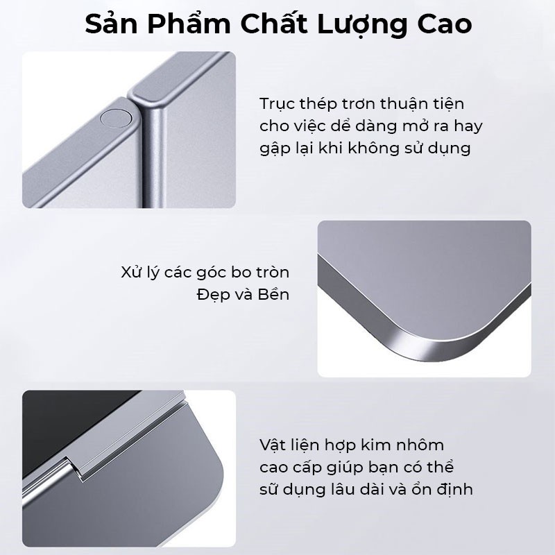 Đế Nâng Cho Macbook, Đế Tản Nhiệt Laptop Baseus Papery Notebook Holder Siêu Mòng, Nhẹ, Dễ Xếp Gọn Bằng Hợp Kim Aluminum