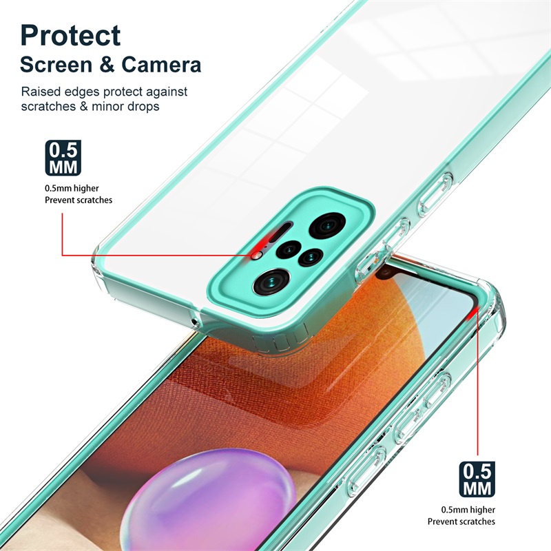 Ốp Điện Thoại TPU Mềm Trong Suốt Dày Dặn Viền Nhiều Màu 2 Trong 1 Cho Xiaomi Redmi Note 10 Pro Max 10S Mi 11