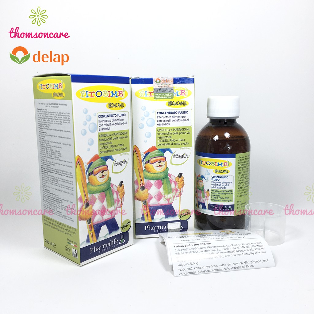 Broncamil Bimbi - Siro hỗ trợ giảm ho cho bé do lạnh, ho có đờm - của hãng Fitobimbi - Nhập khẩu từ Ý