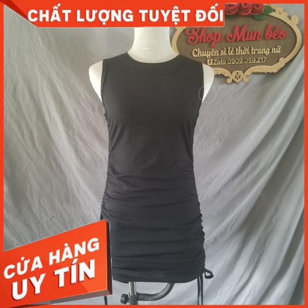 [SANG TRỌNG] -  Đầm Body Sát Nách Dây Rút Sườn Hàng VNXK (CAM+XANH+ĐEN)