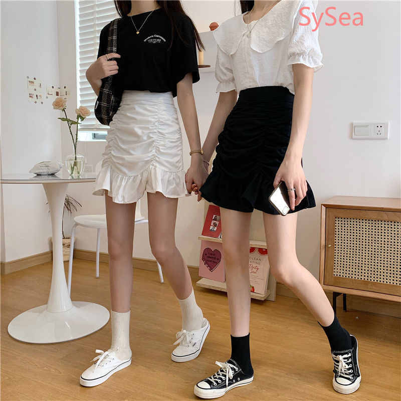 Women Fashion Pleated Skirt Summer Student Casual Fishtail Skirt