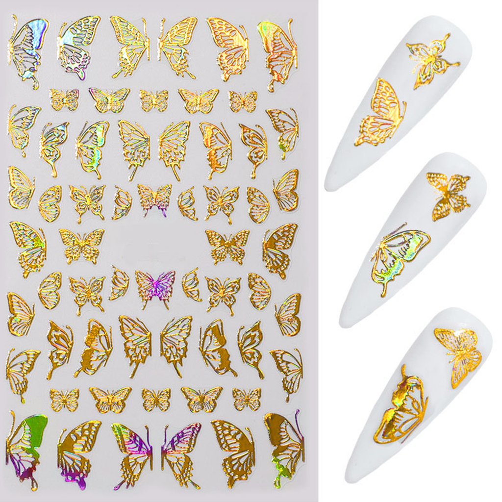 [Hàng mới về] Bộ 3 Tờ Miếng Dán Trang Trí Móng Tay Hình Bướm Xinh Xắn