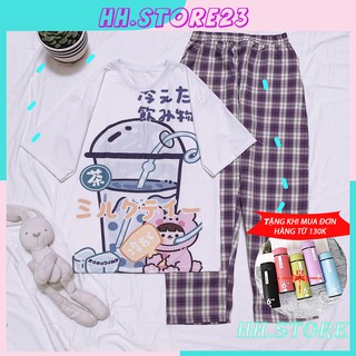 Set đồ bộ ly trà sữa khổng lồ siêu dễ thương mặc đi ngủ đi chơi làm quà tặng thời trang