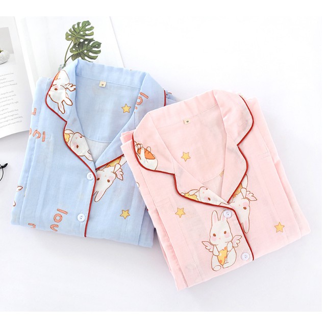 Bộ Pyjama bầu và sau sinh dài tay Azuno BZ147 họa tiết thỏ dễ thương