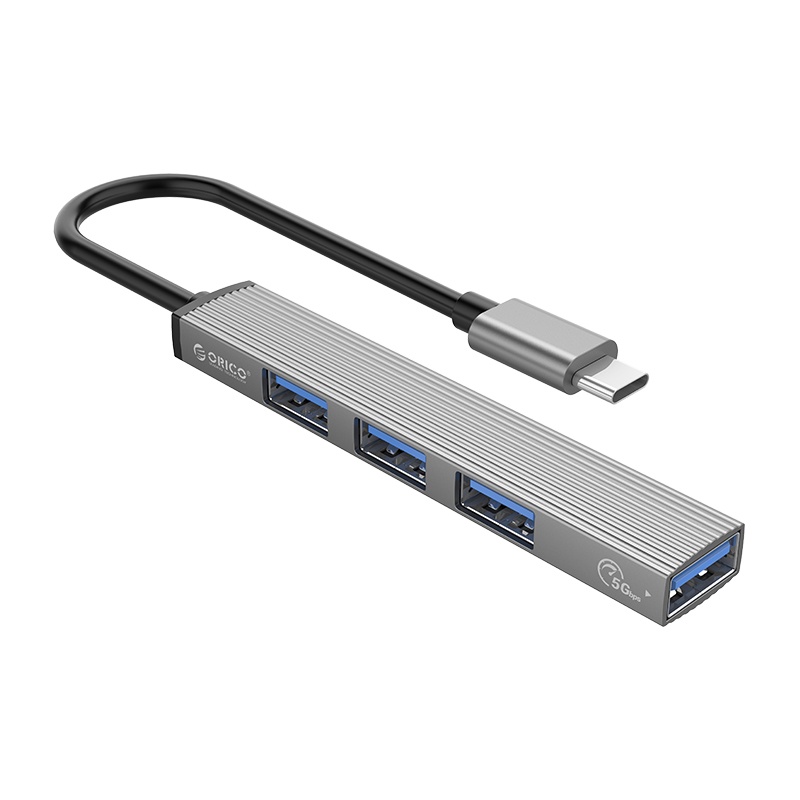 Bộ Chia USB Orico Type C ra 4 cổng USB 3.0 &amp; USB 2.0/ TF AH-12F-GY-BP/ AH-13-GY-BP - Hàng Chính Hãng