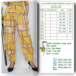 Q102 - Quần Alibaba Vàng Xích - Size: S~5XL