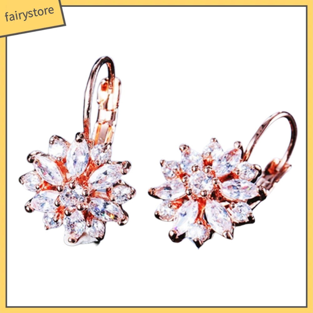 Bông Tai Nữ Đính Đá Zircon Hình Hoa Hướng Dương