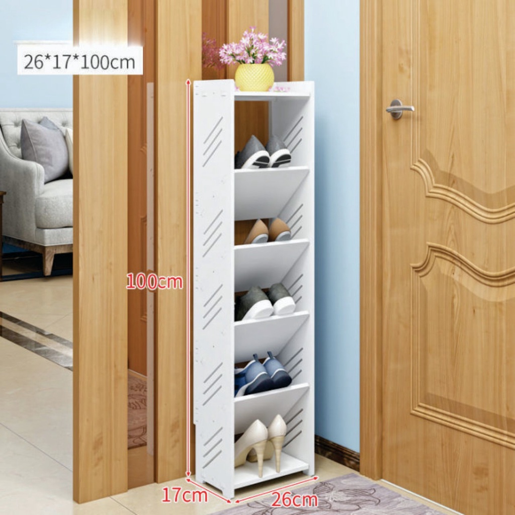 Kệ giày, giá giày gỗ nhựa 5 tầng thời trang sáng bóng, chống nước...tô thêm vẻ đẹp căn phòng bạn (KT: 100x26x17 )