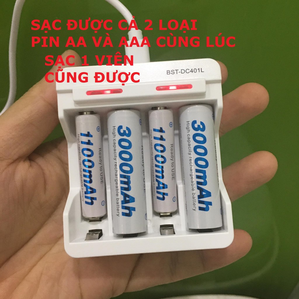 Bộ sạc pin AA AAA 1.2V Beston Chính hãng Sạc được cả 2 loại pin