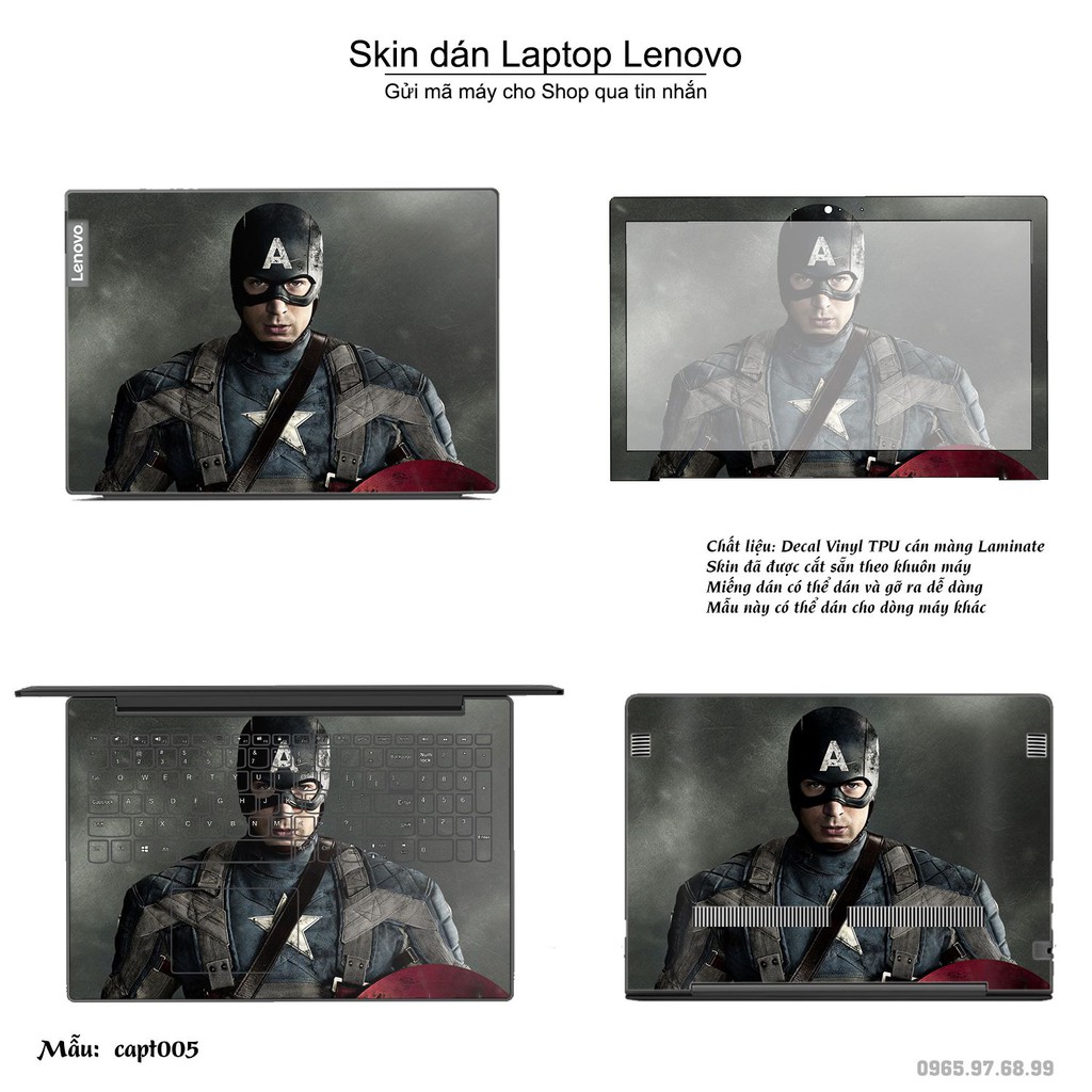 Skin dán Laptop Lenovo in hình Captain (inbox mã máy cho Shop)