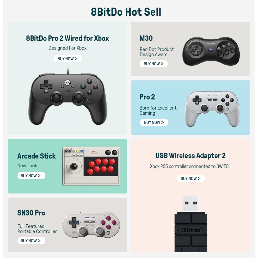 tay cầm chơi game 8BitDo xbox Pro 2 có dây dành cho Xbox Series X, Xbox Series S, Xbox One &amp; Windows 10,11