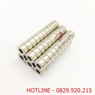 bộ 10 viên nam châm D10x5mm lỗ 5mm mạ nikel sáng
