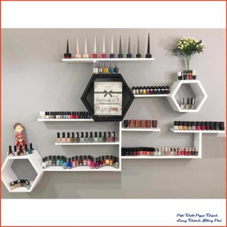 NGOTICO Bộ Kệ Nail Treo Tường Siêu Đẹp - Gỗ Cao Cấp. Kệ gỗ Nail treo tường trang trí