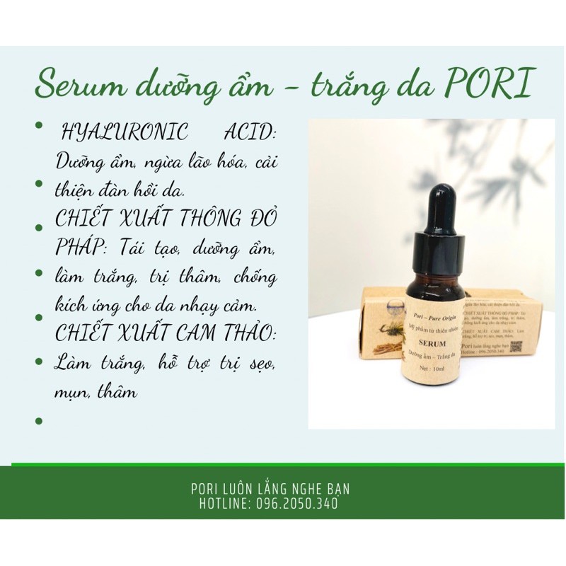 [ Ảnh thật ] SERUM DƯỠNG ẨM TRẮNG DA THIÊN NHIÊN PORI