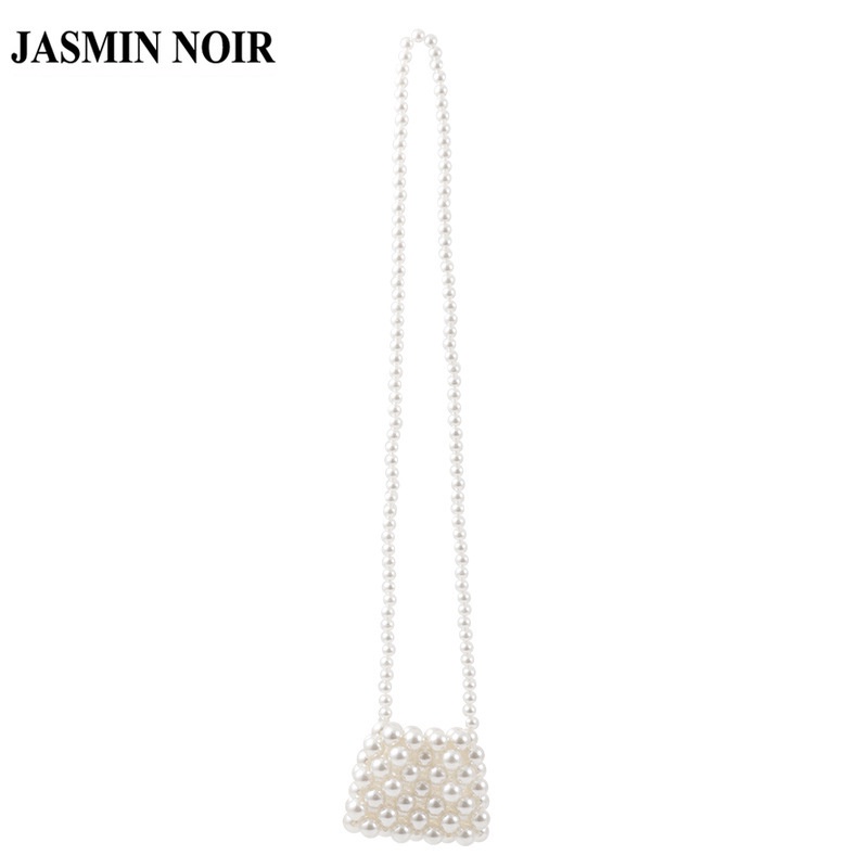 Túi Đeo Chéo JASMIN NOIR Dáng Vuông Nhỏ Đính Ngọc Trai Giả Thời Trang Sang Trọng Cho Nữ