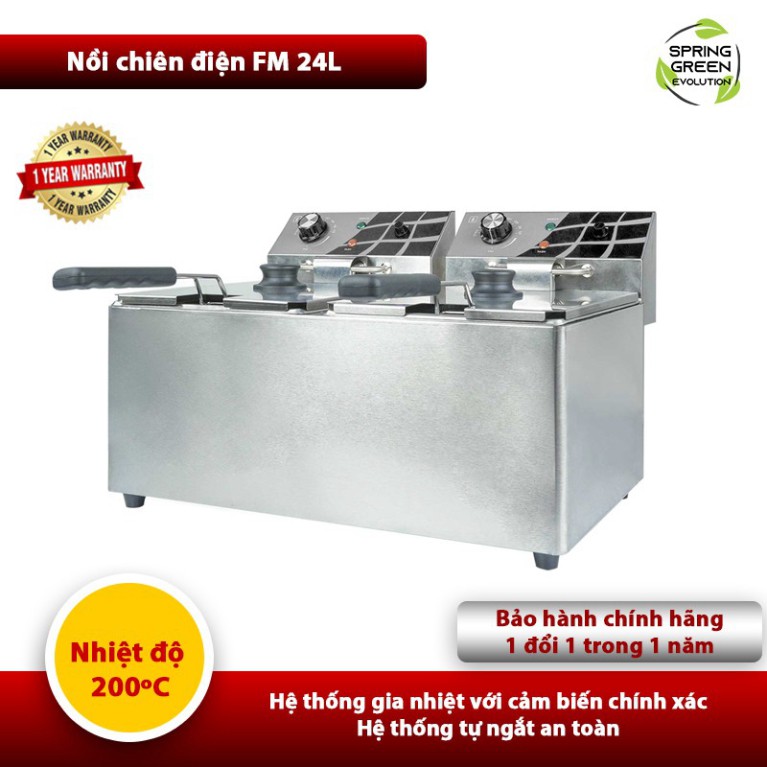 Bếp chiên điện FM-Com 24Lit. Gia nhiệt cao, nhanh tối đa 190 độ, tiết kiệm điện năng. Hàng nhập khẩu chính hãng SGE Thái