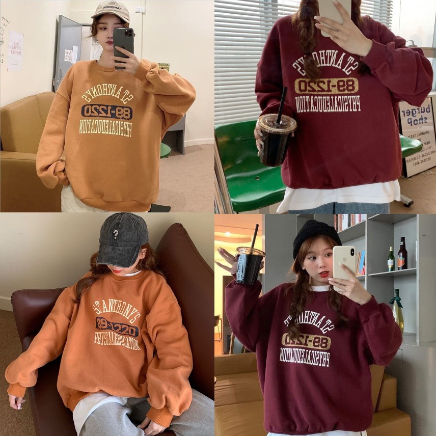 Áo nỉ Sweater nam nữ FORM RỘNG UNISEX, Áo Thu Đông Nữ in chữ Stanthony's