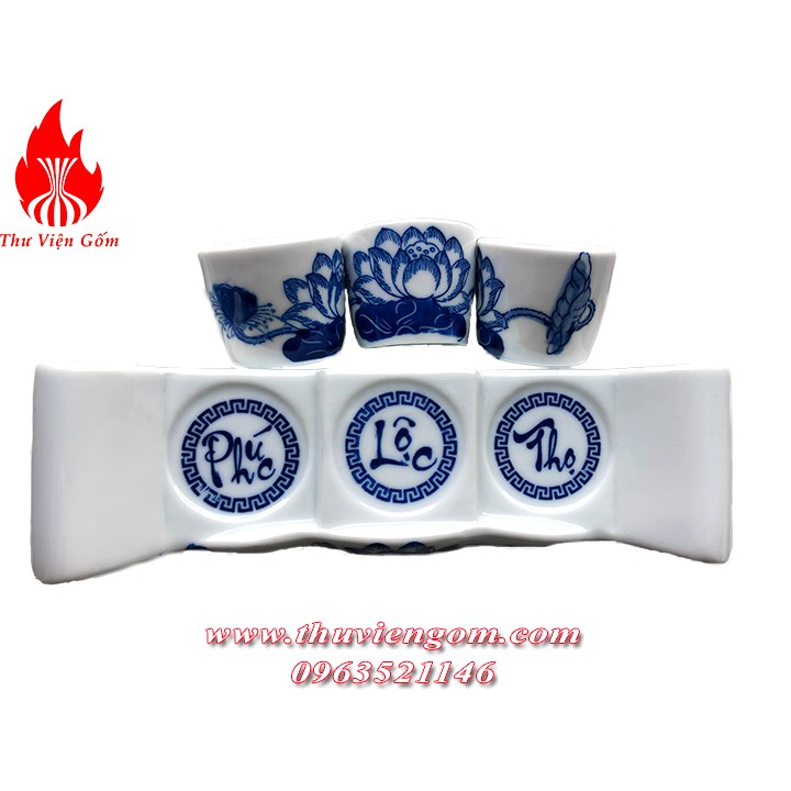 Chén thờ sen Bát Tràng ( 3-5 chén )