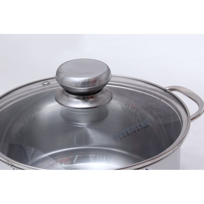 Nồi Inox Fivestar 3 Đáy Inox 430 Nắp Kính Sử Dụng Được Trên Bếp Điện Từ