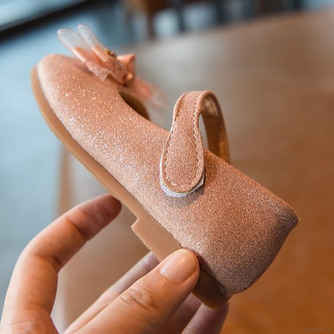 Giày búp bê phối nơ lưới đế mềm phong cách Hàn Quốc cho bé gái