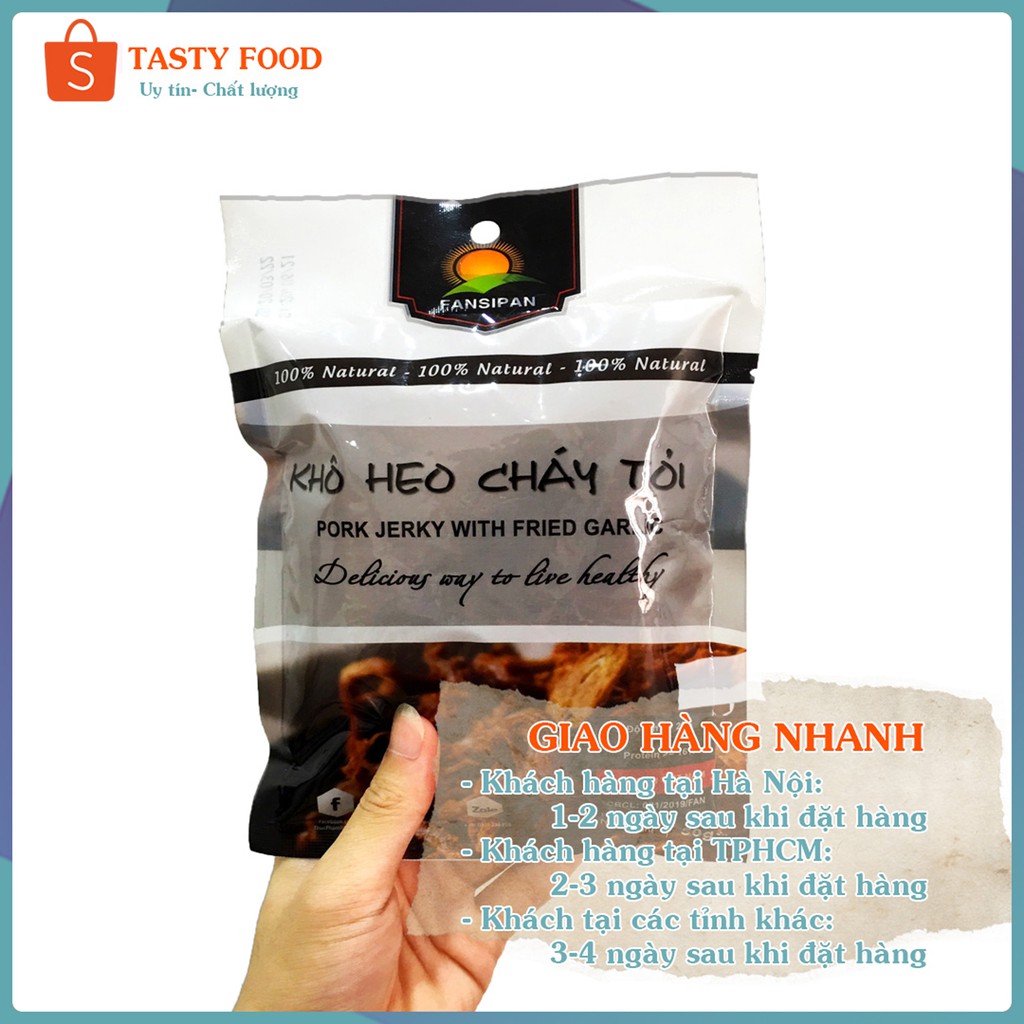 KHÔ HEO CHÁY TỎI Fanxipan thượng hạng loại 50g, gói heo khô cháy tỏi thơm ngon đậm vị, khô heo loại 1 đảm bả | BigBuy360 - bigbuy360.vn
