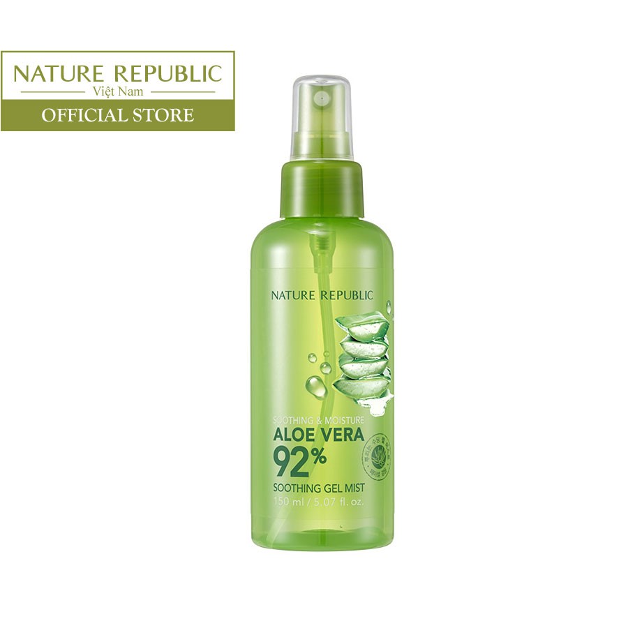 Xịt khoáng Lô hội NATURE REPUBLIC Soothing & Moisture Aloe Vera 92% Soothing Gel Mist 150ml