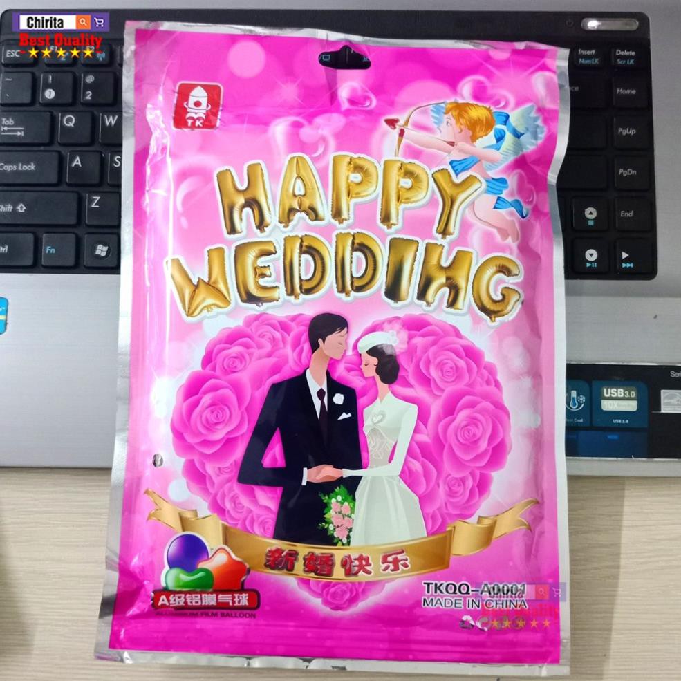 Bộ Bóng Trang Trí Chữ HAPPY WEDDING - Bong Bóng Trang Trí Tiệc Cưới Nhiều Màu A0001