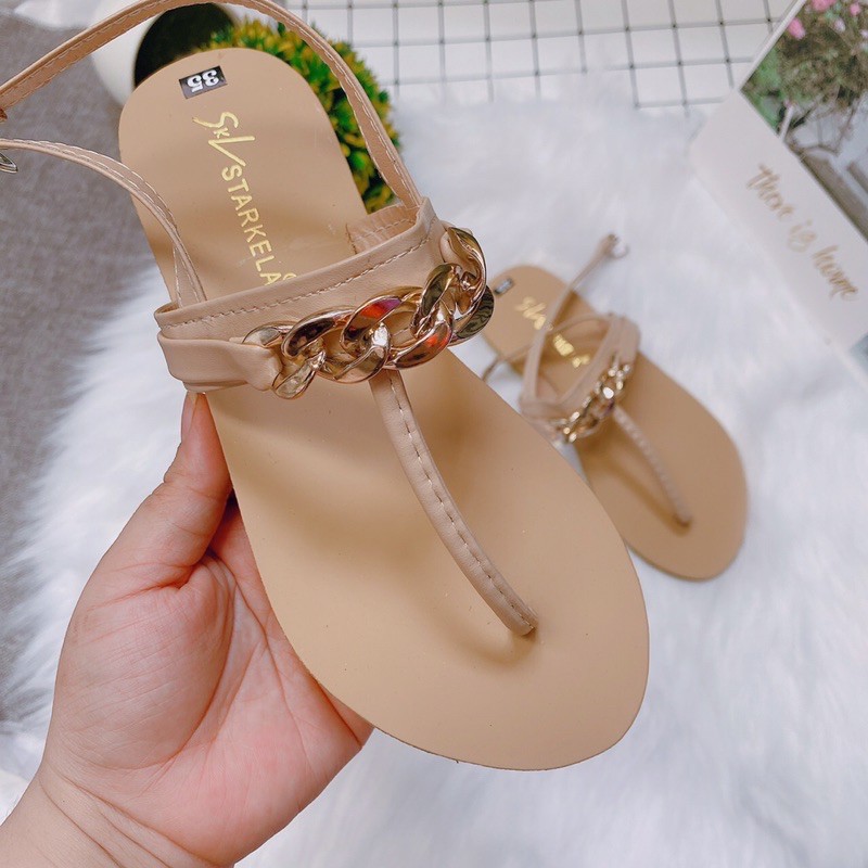 [Sale mạnh] DÉP SANDAL NỮ BỆT XỎ NGÓN PHỐI XÍCH CỰC HOT HIT