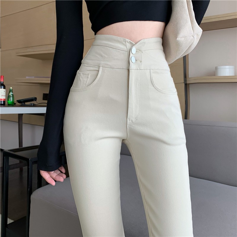 Quần jean form legging lưng cao tôn dáng HQD46 - Hỉn Hỉn Store