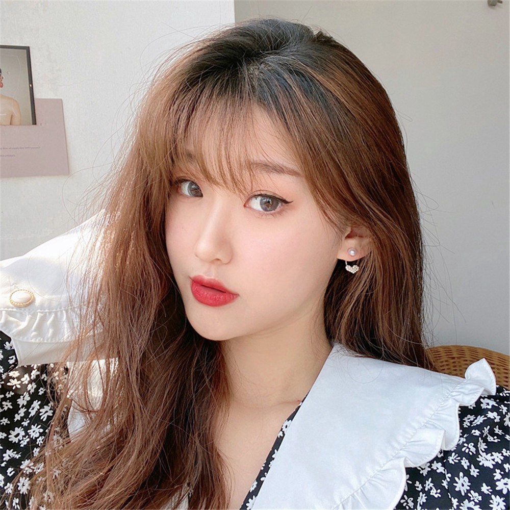 Khuyên tai hình trái tim đính ngọc trai thời trang nữ