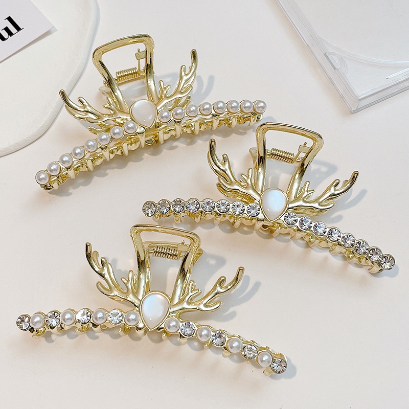 Kẹp Tóc Đính Đá Ngọc Trai Nhân Tạo Phong Cách Hàn Quốc Sang Trọng