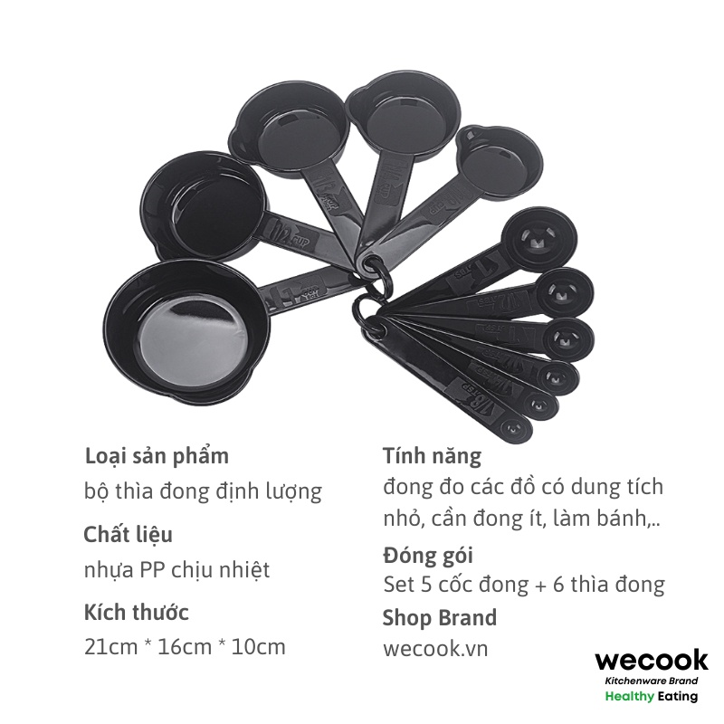 Set 11 bộ thìa đong định lượng nhà bếp WECOOK - Cốc muỗng đong pha chế nhựa ABS không độc hại