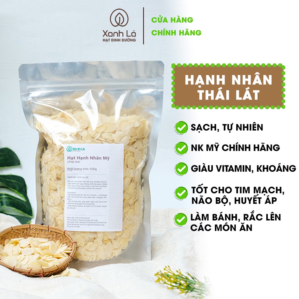 Hạnh nhân lát, cắt lát Olam (Mỹ) làm bánh Xanh Lá cao cấp, đạt tiêu chuẩn VSATTP