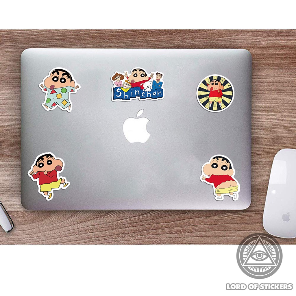 Set 50 Hình Dán Sticker Shin Cậu Bé Bút Chì Chống Thấm Nước Trang Trí Mũ Bảo Hiểm, Điện Thoại, Laptop, Ván Trượt, Sổ