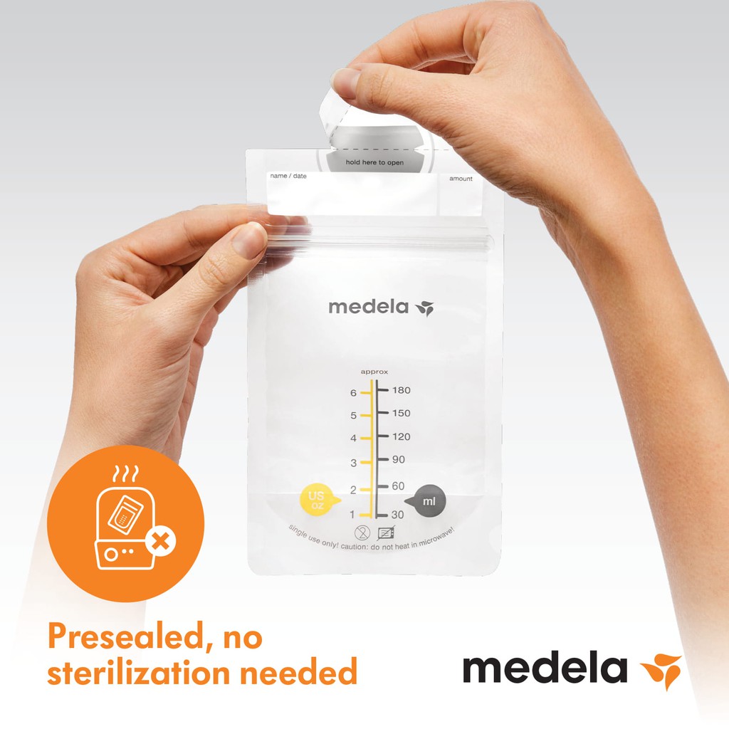 Túi trữ sữa | Medela loại 180ml - Chống thủng | Có thể đặt nằm ngang hoặc dựng đứng