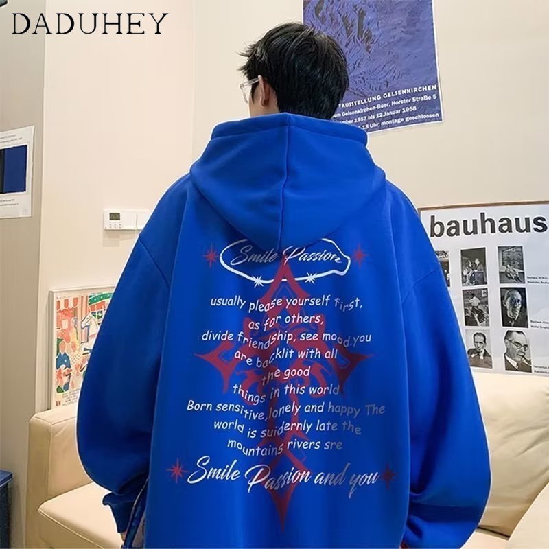 DaDuHey Men's Autumn Korean Style New round Neck Loose Sweater Chic Fashionable Printed Autumn Top