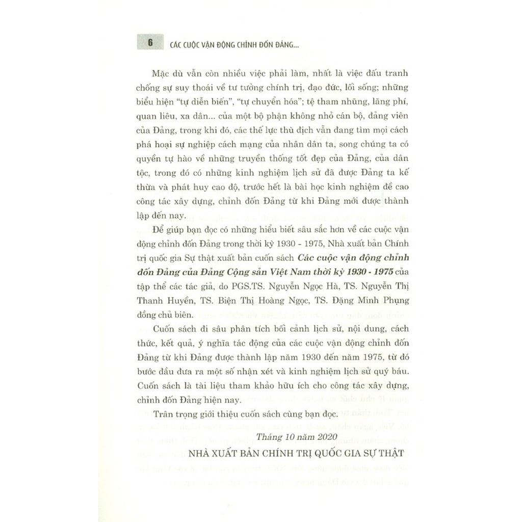Sách - Các Cuộc Vận Động Chỉnh Đốn Đảng Của Đảng Cộng Sản Việt Nam Thời Kỳ 1930 - 1975