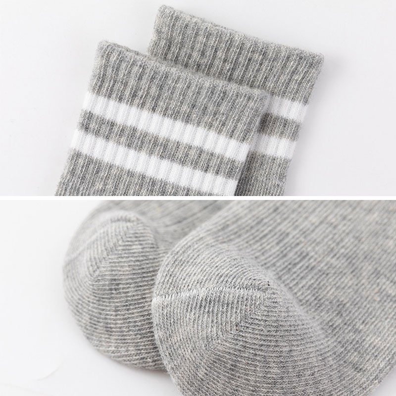 Vớ Cotton Thể Thao Kẻ Sọc Màu Sắc Trơn Cho Bé Tất Vớ Lửng Cho Bé Phong Cách Hàn Quốc Sang Chảnh