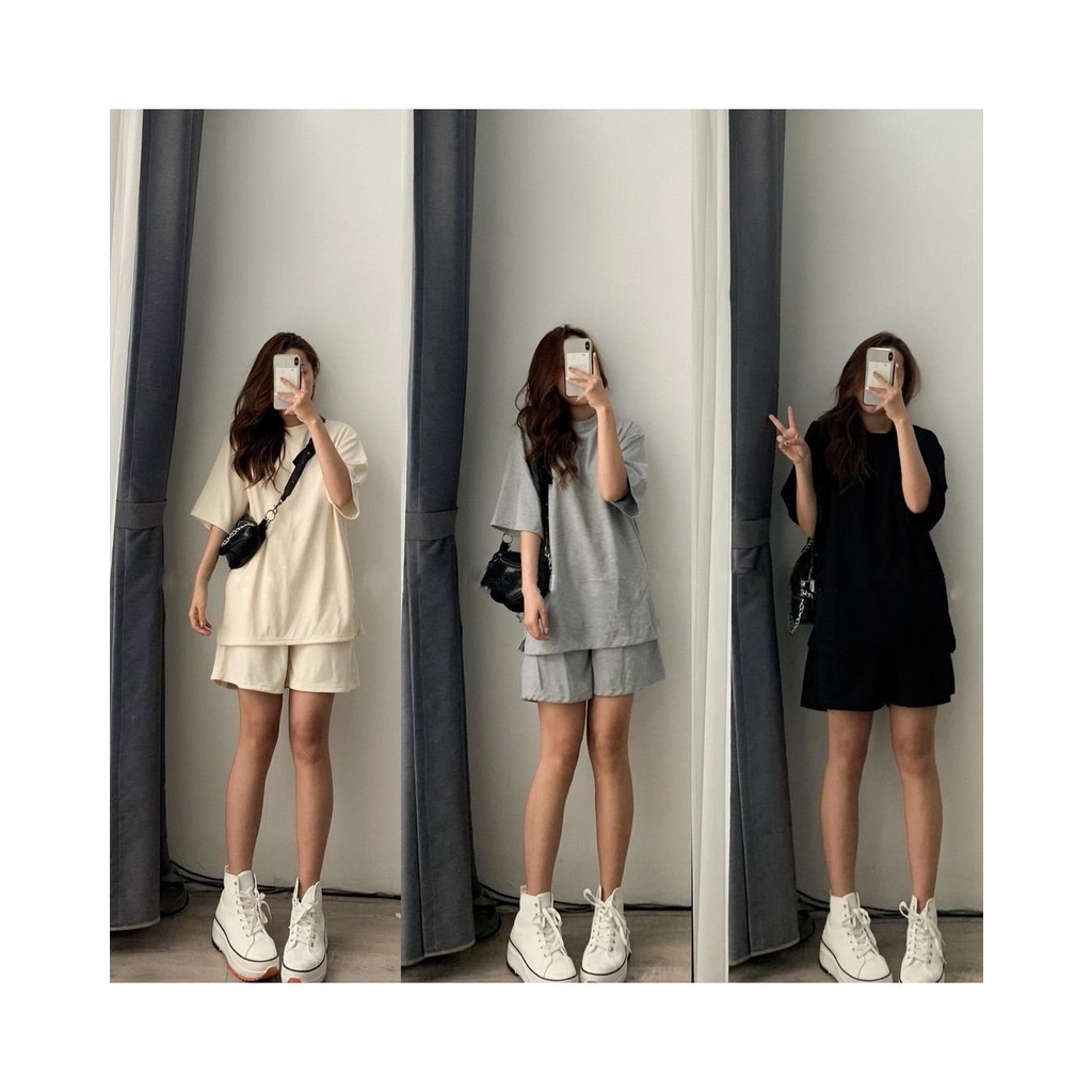 Set bộ quần sooc áo thun tay nữ đẹp mặc nhà đi du lịch Mùa Hè chất liệu độc lạ siêu mát thấm hút mồ hôi