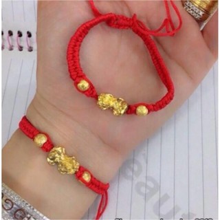vòng dây đỏ mix tỳ hưu 2 hạt vàng
