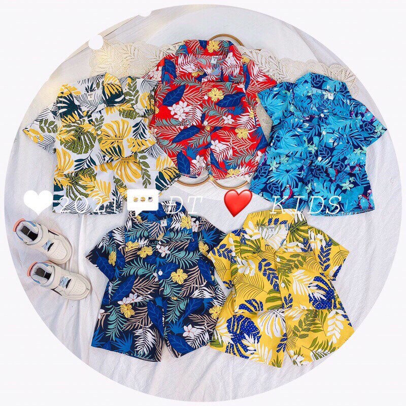 Set bộ lá áo kate thô quần đũi cho bé đi học đi chơi đi biển đều xinh