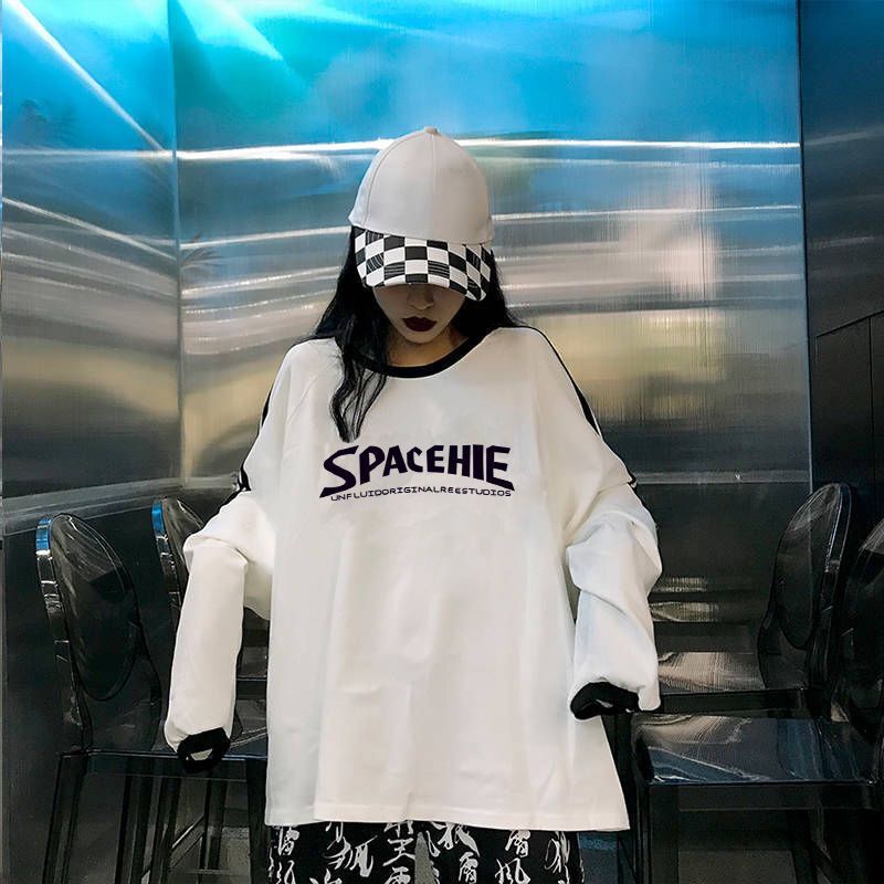 Áo Hoodie Mỏng Tay Dài Dáng Rộng Phong Cách Harajuku Hàn Quốc Thời Trang Cho Nữ