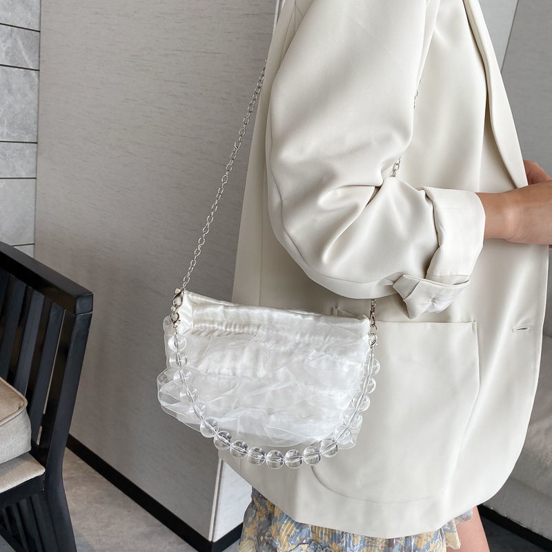 Túi đeo vai phối ren và ngọc trai nhân tạo xinh xắn phong cách Retro 2021